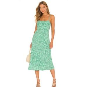 ASTR the Label Green Floral Midi Dress Cutout Back Size M